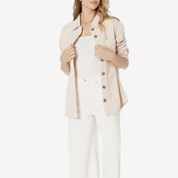 Monrow Corduroy Oversized Shacket Taupe Women's Medium NWT HJ0212-2 - Picture 5 of 16